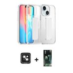 ieg™ iPhone 15 Kılıf Nova Işık Koleksiyonu - Şeffaf 360 Full Body Arka Koruyucu + Yeşil PVD Metal Ka