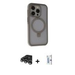 ieg™ iPhone 15 Pro Kılıf Ahenk Yansıma Özel Seri - Siyah Bilvis 0.18mm Plus Cam Ekran Koruyucu + Güm