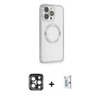 ieg™ iPhone 15 Pro Max Kılıf Ahenk Işık Serisi - Siyah Bilvis 0.18mm Plus Cam Ekran Koruyucu + Laciv