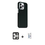 ieg™ iPhone 15 Pro Max Kılıf Kozmos Klasik Prime - Siyah Bilvis 0.18mm Plus Cam Ekran Koruyucu + Güm