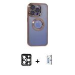 ieg™ iPhone 15 Pro Max Kılıf Pusula Form - Siyah Bilvis 0.18mm Plus Cam Ekran Koruyucu + Lacivert PV