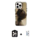 ieg™ iPhone 15 Pro Max Kılıf Ufuk Doku Prime - Siyah Bilvis 0.18mm Plus Cam Ekran Koruyucu + Turuncu