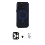 ieg™ iPhone 15 Pro Max Kılıf Yadigar Işık - Siyah Bilvis 0.18mm Plus Cam Ekran Koruyucu + Gümüş PVD