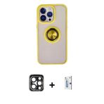 ieg™ iPhone 15 Pro Max Kılıf Yörünge Çizgi - Siyah Bilvis 0.18mm Plus Cam Ekran Koruyucu + Lacivert