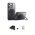 ieg™ iPhone 15 Pro Max Kılıf Zirve Çizgi Prime - Siyah Bilvis 0.18mm Plus Cam Ekran Koruyucu + Gümüş