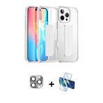 ieg™ iPhone 16 Pro Max Kılıf Nova Işık Koleksiyonu - Siyah 3D Antistatik Cam Ekran Koruyucu + Gri Pe