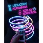 ieg™ RGB Akıllı LED Neon Şerit Işık 3 Metre Uzaktan Kumandalı ve Telefon Kontrollü Renkli A