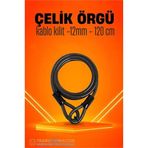 ieg™ Turk Çelik Örgü Kablo Kilit 12mm 120 cm Bisiklet Kilidi Motosiklet Kilidi Eşya Garaj Kili