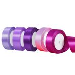 ieron 5 renkte saten bant, mor, 4 cm x 22 m, el işi için hediye bandı, hediye paketleri, düğün, araba dekorasyonu, sandalye kuşağı, kesme, tören, masa kurdelesi, çiçek deseni, dikiş,