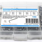 iexcell 100 Adet M4 x 8/10/12/14/16 Paslanmaz Çelik 304 Altıgen Soket Düğme Başlı Vida Cıvata Çeşit Kiti