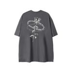 IFIKK 100% Pamuk Erkekler T-Shirt Karikatür Desen Gevşek T Shirt Unisex Kısa Kollu Harajuku Punk Tops, 11, 3XL