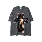 IFIKK 100% Pamuk Erkekler T-Shirt Karikatür Desen Gevşek T Shirt Unisex Kısa Kollu Harajuku Punk Tops, 39, 3XL