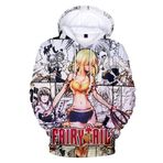 IFIKK 3D Baskı Karikatür Unisex Lucy Hoodie Uzun Kollu Cosplay Anime Kazak Dış Giyim Kapüşonlu Kazak, Stil 07, L