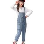 IFIKK BDK1066HS Stil 5 Little Big Kid Önlüklü Mavi Renk Kız Çocuk Tulum