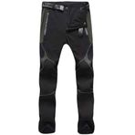 IFIKK Erkek pantolon hızlı kuru streç ince pantolon su geçirmez yürüyüş pantolonu kadın Softshell açık kayak yürüyüş tırmanma avcılık pantolon fermuarlı cep, Siyah#1, M