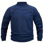 IFIKK Erkek taktik kazak, gündelik, askeri sweatshirt, polar ceket, dik yaka, kazak, tek renkli, rüzgar geçirmez kıyafet, Mavi (Marineblau), 4XL