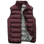 IFIKK Gilets Wine Red Kapitone Puffer Erkek Ceket