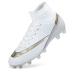IFIKK JKSKP069IFI-178 High Top Spike Beyaz - Altın Renk Uzun Boy Desenli Unisex Krampon Ayakkabı