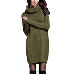 IFIKK Jumper Yeşil Uzun Kollu Balıkçı Yaka Kadın Kazak