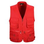 IFIKK Softshell Kırmızı Kolsuz Çok Cepli Erkek Ceket