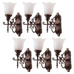 ifundom Dollhouse LED Duvar Lambası 6 Mini Duvar Aplikleri Vintage Minyatür Duvar Lambası Modelleri DIY Bahçe Lambası Bebek Evi Mobilya Manzara Için Bir