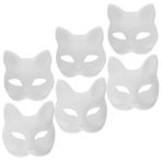 ifundom Kedi Maskesi 6 Maskeleri Beyaz Boş Kedi Maskeleri Boyamak Için DIY Hayvan Maskeli Balo Için Giyinmek Cadılar Bayramı Prop Parti Iyilik