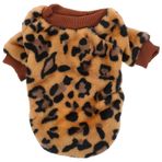 ifundom Köpek Yavrusu Dekoratif Köpek Kedi Kazak Leopar Desenli Evcil Hayvan Tulumu Flanel Köpek Kazak Köpek Kıyafetleri Köpek Pijamaları Leopar Köpek Tayt Mercan Yapağı Sıcak Tutmak Ceket