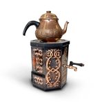İFYIL Nostaljik Jelli Bakır İşlemeli Çay Semaveri - 3 Litre (Bakır Demlik Hediyeli)