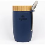 İglo Bambu Kapak Yemek Termosu 500ML Çelik Termos Lacivert 12 Saat Sıcak Tutar - 500 ml