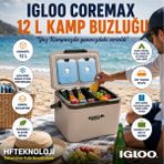 Igloo Buzluk Değil, Seyahat Arkadaşınız, Her Koşulda Dayanıklı Hafif ve Pratik, Coremax 12 Lt Kamp Buzluğu - Bej