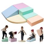 IGLU SOFT PLAY Corner Climber 5'li yumuşak yapı taşı seti, küçük çocuklar ve bebekler için, köpük tırmanma blokları, emekleme manzarası ve ev için motor becerileri oyuncağı (pastel)