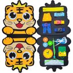 İğne İzi Montessori Keçe Eğitim Çantası - Günlük Rutinleri Öğreten Keçe Kitap - Kaplan Figürlü Keçe Aktivite Kitabı – Çocuklar İçin Eğitici Kitap - Çocuk Eğitim Oyuncağı