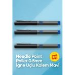 İğne Uçlu Roller Kalem 0.5 Mm Mavi 3'Lü Ekonomik Paket