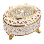 IGNPION Dekoratif takı kutusu, vintage takı kutusu, günlük kullanım için küçük takı kutusu, takı saklama, yüzük, küpe, kolye, oval, bej