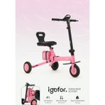 Igofor 3 Tekerlekli Katlanabilir Elektrikli Oturulabilir Scooter – Hafif, Taşınabilir, Uzun Menzilli - Pembe