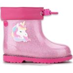 Igor W10339 Bimbi Unicornio Glitter Fuşya Kız Çocuk Yağmur Çizmesi Tekstil Astar Slip-on Su Geçirmez