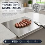 iGrill Igrıll Tezgah Üstü Kesme Tahtası 304 Paslanmaz Çelik 60X53CM Et Doğrama ve Mutfak Hazırlık Panosu - 60 x 53 cm