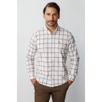 İGS Erkek Ekru Dynamic Fit Ekose Desenli Uzun Kollu Pamuklu Gömlek - 2XL