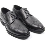İGS Siyah Deri Klasik Erkek Ayakkabı Brogue Detaylı Bağcıklı Model - 231-Siyah