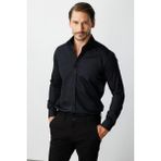 İGS Siyah Regular Fit Geniş Kalıp Klasik Yaka Düz Uzun Kollu Cepsiz %100 Pamuk Non Iron Ütü Istemeyen Gömlek - XL