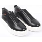 İGS Siyah Slip-On Erkek Ayakkabı Bağcıksız Kalın Taban Günlük Model - 231-Siyah