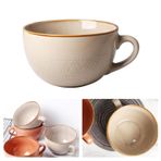 IGTOPS Kahve Fincanı Büyük Fincan, 700 ml Büyük Çorba Kasesi, Saplı Müsli Kasesi, Kahve Kupası, XXL Kahve Fincanı, Büyük Seramik Çay Fincanı (Khaki)