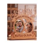 ih ihra Kişiye Özel Kalp Pencereli Ahşap Fotoğraf Çerçevesi - Canım Babam Yazılı Masaüstü Stand - Babalar Günü Hediyesi