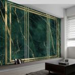 IHFMPFKJ Duvar Kağıdı 3D Duvar Resmi Mermer Altın Doku Çizgili Baskı Fotoğraf Duvar Kağıdı, Koyu Yeşil Dokumasız Duvar Resmi Dekorasyon Poster Resim Tasarımı Modern 500 x 280 cm (G x Y) Oturma Odası