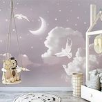 IHFMPFKJ Duvar Kağıdı Ay Gökyüzü Bulutlar 140 x 70 cm Kendinden Yapışkanlı Duvar Kağıdı 3D Duvar Kağıdı Büyük Özel Fotoğraf Duvar Kağıdı Oturma Odası Ofis Ev Dekoru için Modern Duvar Resmi Poster