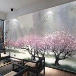 IHFMPFKJ Duvar Kağıdı Pembe Ağaçlar Manzara 200 x 100 cm Kendinden Yapışkanlı Duvar Kağıdı 3D Duvar Kağıdı Büyük Özel Fotoğraf Duvar Kağıdı Oturma Odası Ofis Ev Dekoru için Modern Duvar Resmi Poster