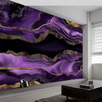 IHFMPFKJ Duvar Kağıdı Soyut Sanat Akik Mermer Mor Duvar Resmi 300 x 210 cm Kurulumu Kolay Oturma Odası, Yatak Odası, Ofis ve Çocuk Odası için İdeal