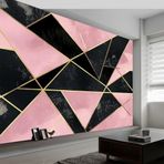 IHFMPFKJ Duvar Resmi, 3D Duvar Resmi, Geometrik Mermer ve Üçgenler Baskı, Fotoğraf Duvar Kağıdı, Koyu Dokumasız Duvar Kağıdı, Dekoratif Poster, Resim Tasarımı, Modern 2 Duvar Duvar