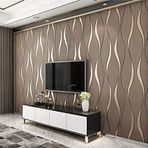 IHFMPFKJ Modern minimalist dalgalı çizgili 3D duvar kağıdı, koyu kahverengi, keçe duvar kaplaması, sanat evi, oturma odası, çocuk odası, yatak odası, TV arka planı, ev dekorasyonu için