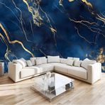 IHFMPFKJ Panoramik fotoğraflı duvar kağıdı, 150 x 105 cm, duvar resmi, poster, mavi mermer, sanat, fotoğraflı duvar kağıdı, 3D efekti, fotoğraflı duvar kağıdı, duvar resmi, poster, yatak odası, oturma